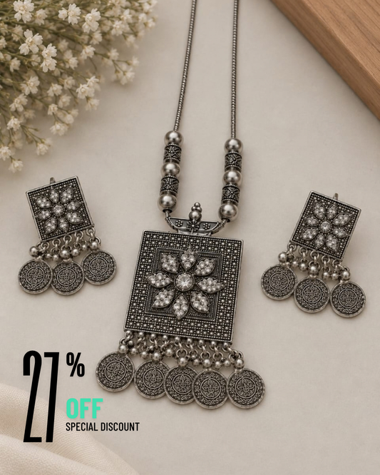 Royal Silver Floral Heritage Jewelry Set