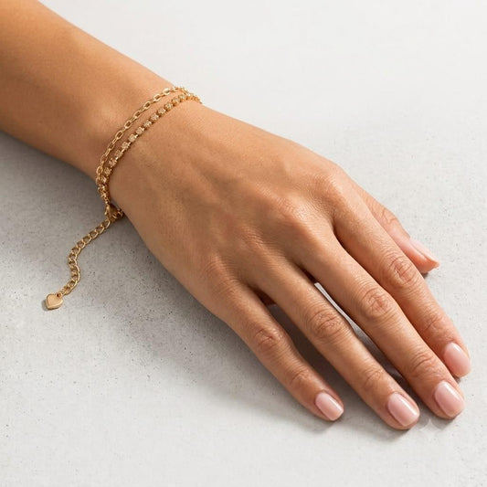 Elegant Gold Double-Layer Heart Bracelet