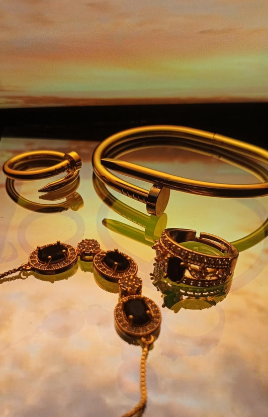 Luxury Black & Gold Anchor-Inspired Jewelry Set