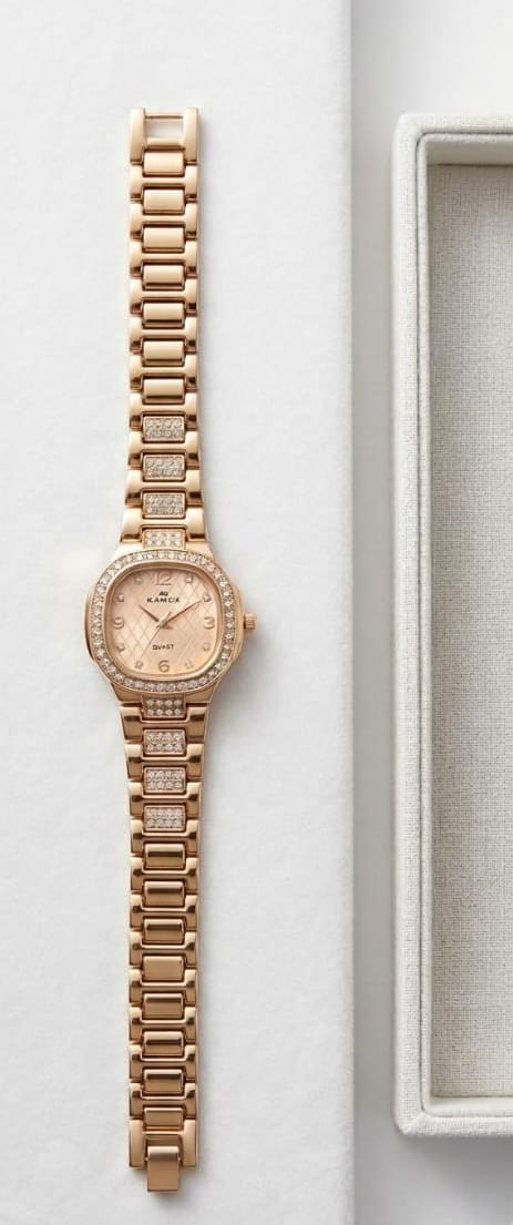 Luxury Rose Gold Diamond-Style Women’s Watch
